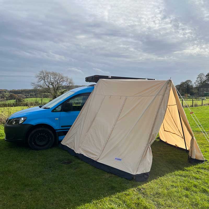 GlanopyPLUS: Van Sun Canopy and Universal Porch for glawnings and bell tents with roll down door