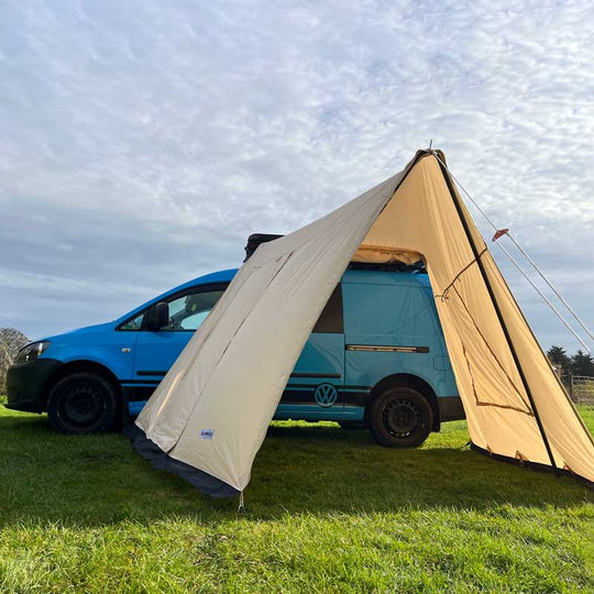 GlanopyPLUS: Van Sun Canopy and Universal Porch for glawnings and bell tents with roll down door