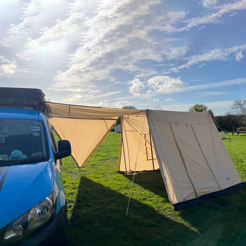 GlanopyPLUS: Van Sun Canopy and Universal Porch for glawnings and bell tents with roll down door