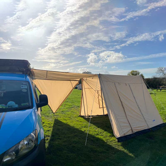 GlanopyPLUS: Van Sun Canopy and Universal Porch for glawnings and bell tents with roll down door