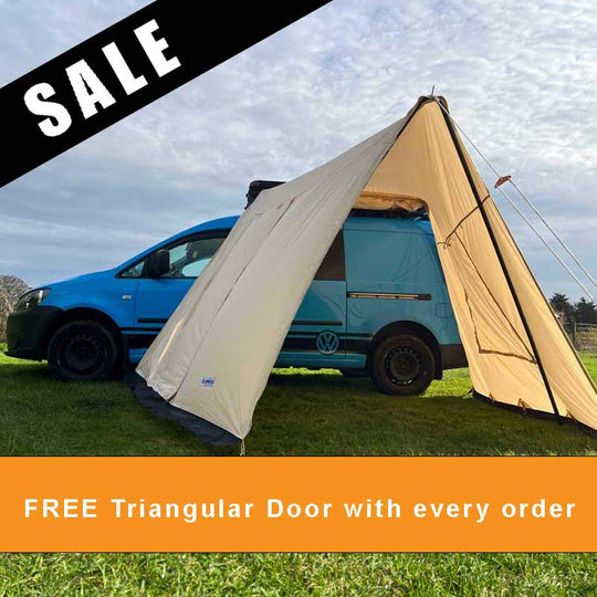 GlanopyPLUS: Van Sun Canopy and Universal Porch for glawnings and bell tents with roll down door