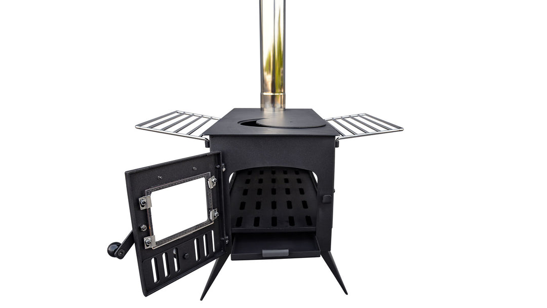 Vista Stove: Portable Woodburner with Carry Bag, Racks, Flue Pieces, Spark Arrestor